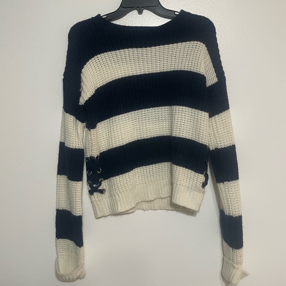 Pink Rose Striped Sweater